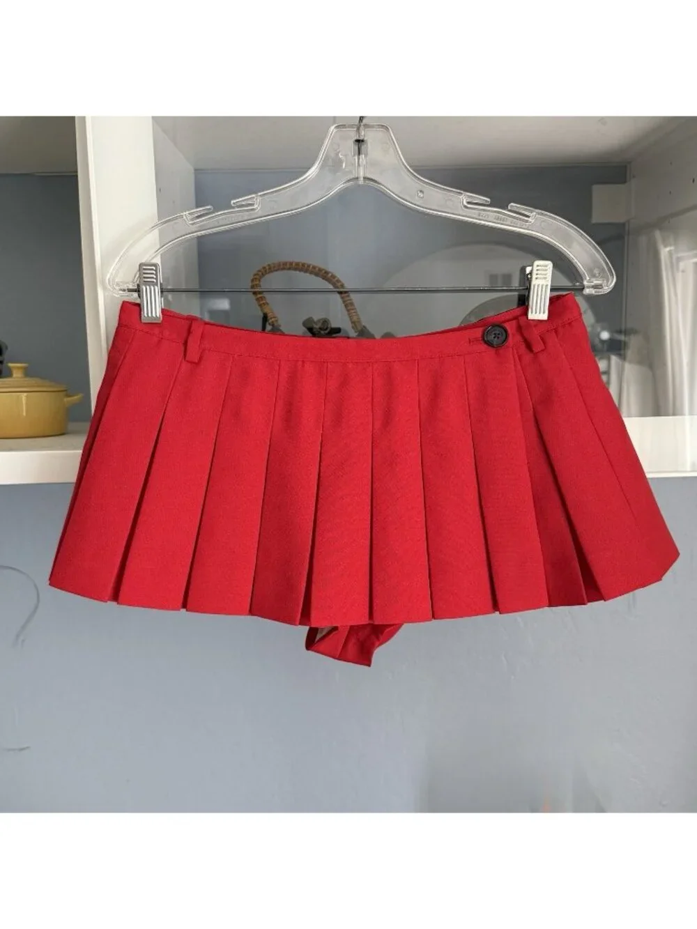 Sandy Liang Franc Micro Skort Mini Pleated Red - Picture 1 of 13
